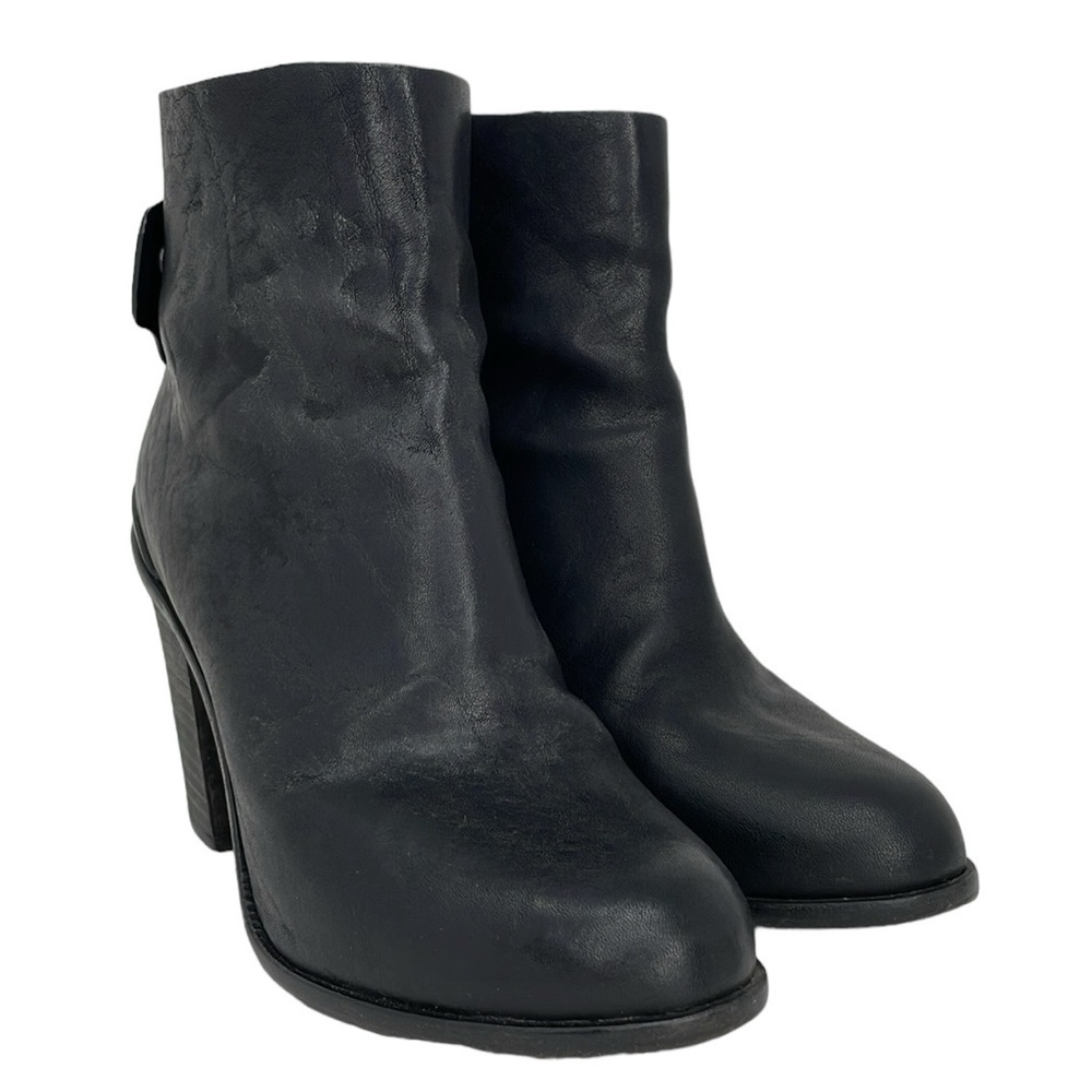 Rag & Bone Boots Women's 8.5 Black Leather Heeled Ankle Bootie Zip Round Toe - Picture 6 of 15